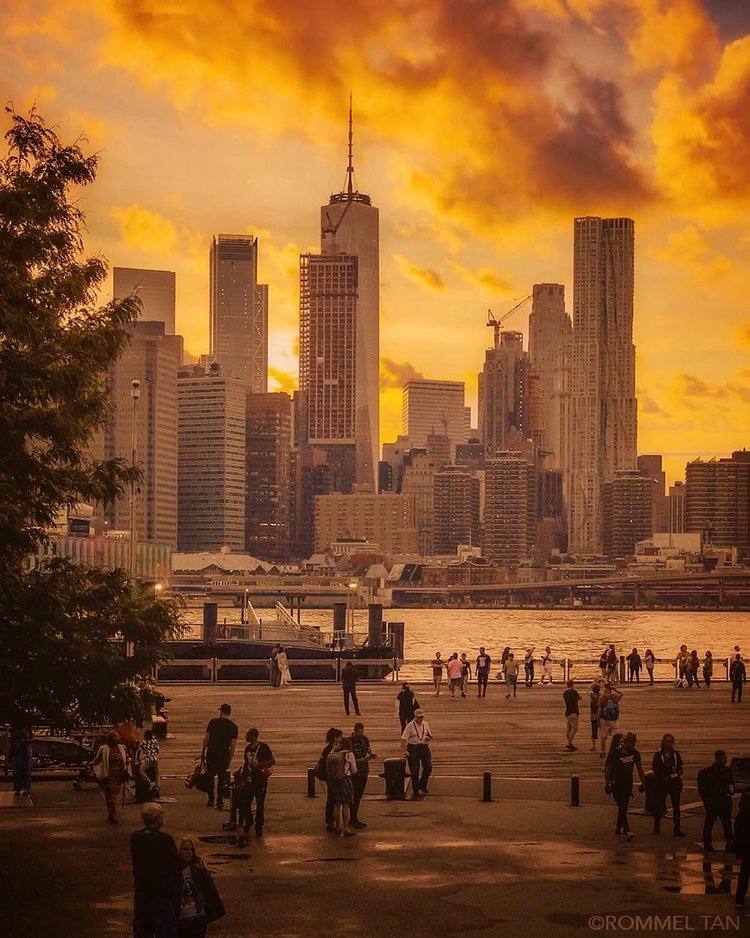 Sunset over Brooklyn Bridge Park and Lower Manhattan