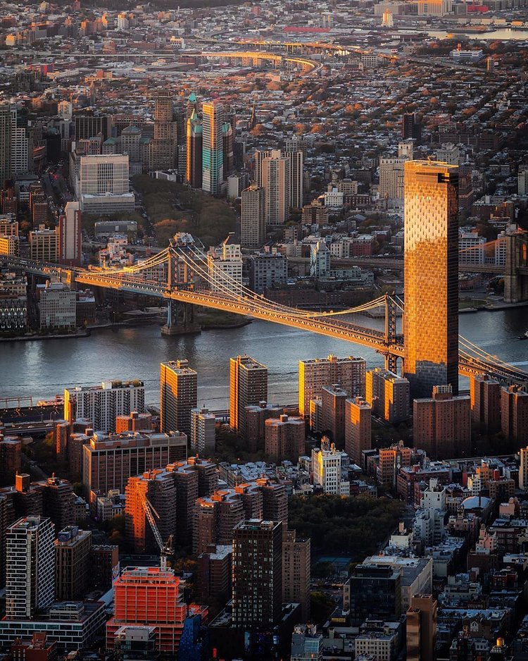 sunrise over Manhattan Bridge, New York, New York