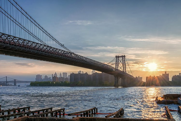 Lower Manhattan Bridges at Sunset