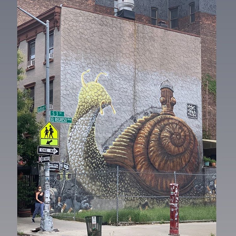 Snail Mural, Mike Makatron, Williamsburg, Brooklyn