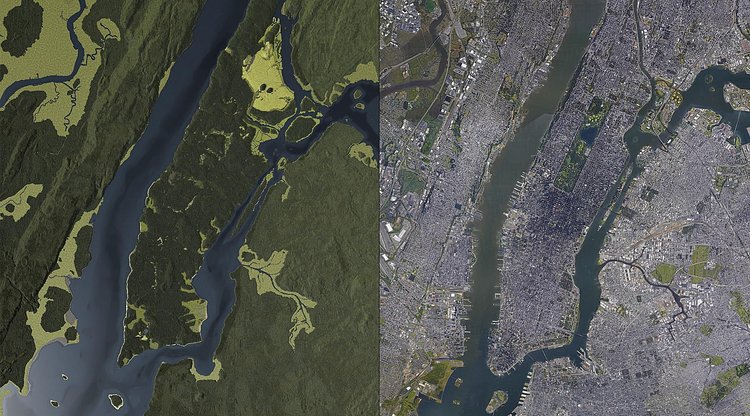 Manhattan in 1609 and 2017
