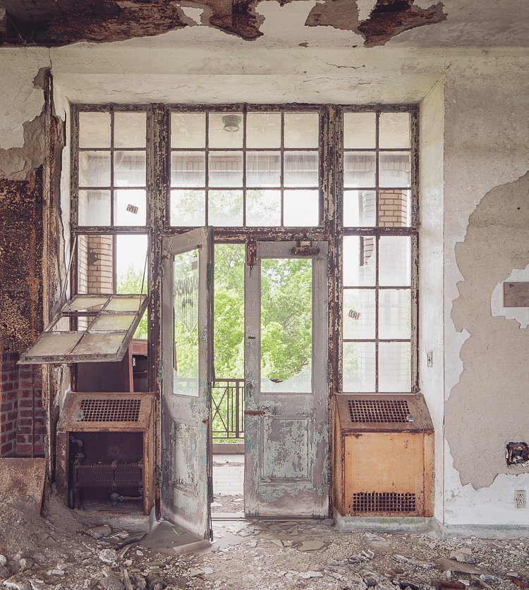 Doorway into an open-air pavilion.