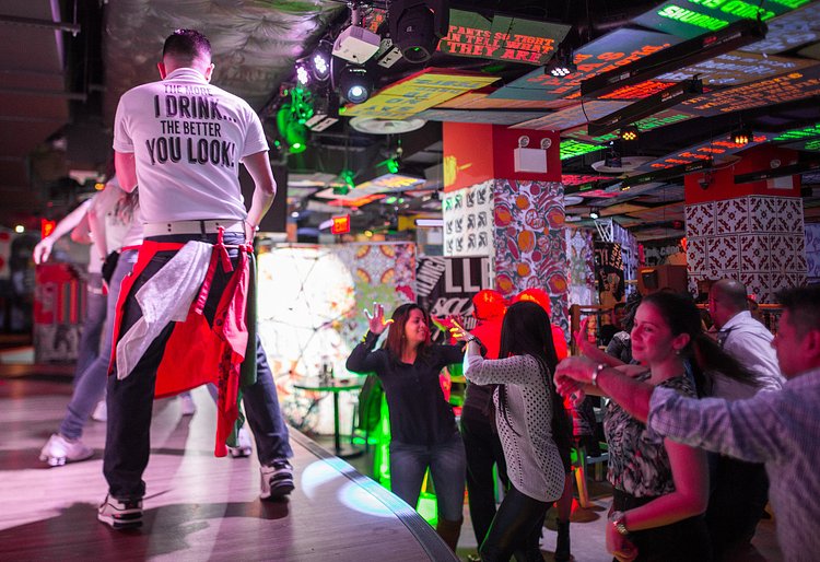 In the early evening the place is filled with children, but the crowd gets older as the night goes on.