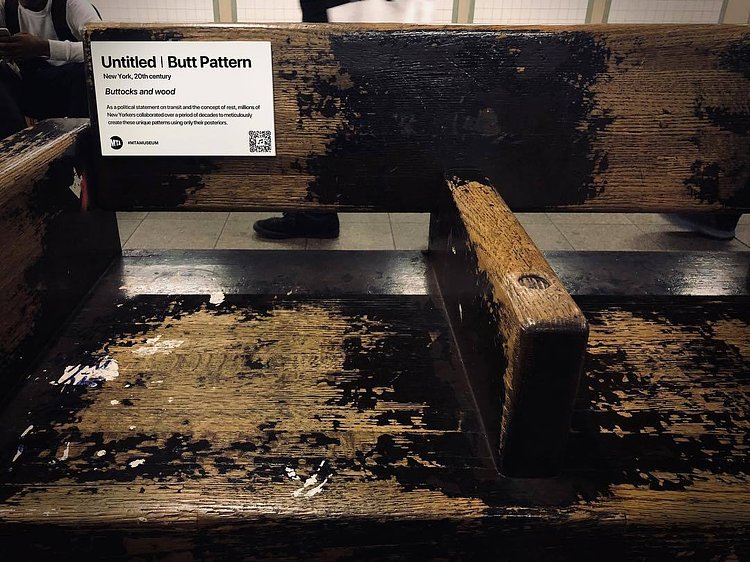 “MTA is not just old. It’s the history of New York.”
Title: Untitled / Butt Pattern, 1900s
As a political statement on transit and the concept of rest, millions of New Yorkers collaborated over a period of decades to meticulously create these unique patterns using only their posteriors.
.
.
.
#mtamuseum #mta #modernart #newyorksubway #newyorker #nyc #newyork #bedfordave #installationart #artist #artmuseum #masterpiece #art #history #ny #subway #station #hipster #brooklyn #williamsburg #mtasubway #commuter #cool #moma #metropolitanmuseumofart #whitneymuseum #brooklynmuseum #momaps1 #guggenheim #artwork