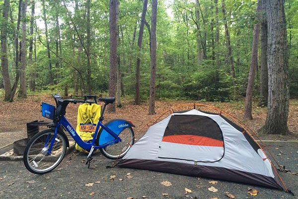 Temporary shelter, pitched in Martinak State Park in Denton, MD.