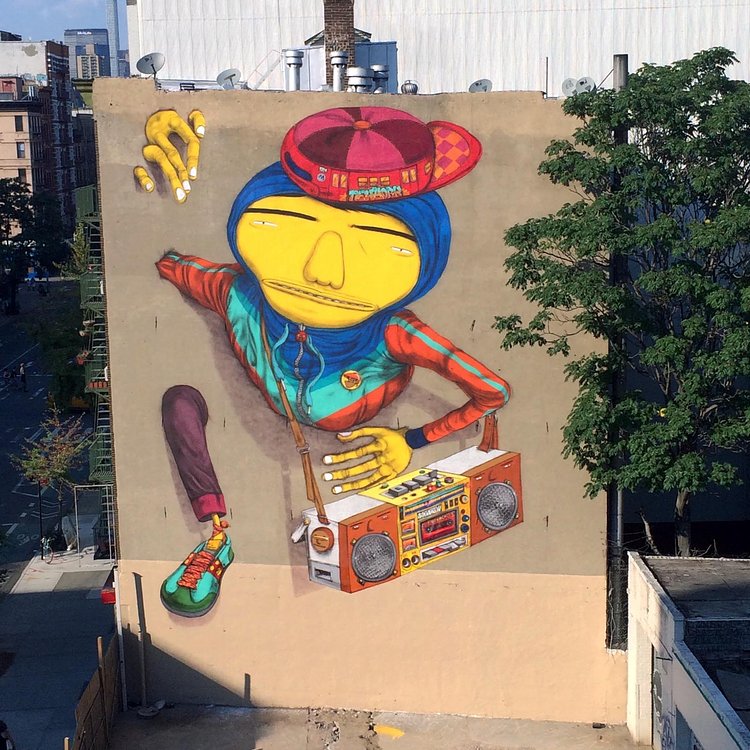 Os Gemeos unveils a giant old school NYC B-Boyz in New York City