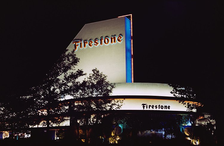 The Firestone Pavilion at night.