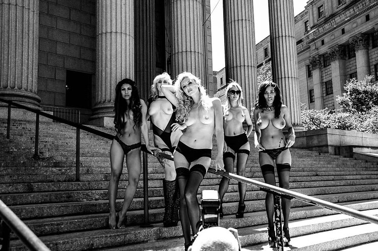 Banned ESB Photographer Protests By Shooting Topless Models at New York Supreme Court [NSFW]