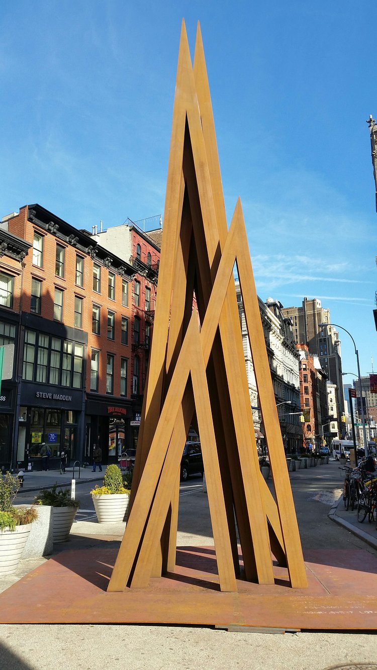 Bernar Venet's "Disorder: 9 Uneven Angels" in Union Square