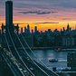 Sunset over Manhattan Bridge, East River, and Lower Manhattan