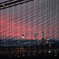 Sunset through the Brooklyn Bridge Cables, New York