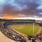Yankee Stadium | An amazing sunset at Yankee Stadium while watching the Yankees play the Rangers.  Notice the plane in the shot, climbing out of takeoff from LaGuardia.