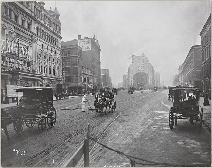 Longacre Square (Now Times Square), Broadway and 42nd Street.