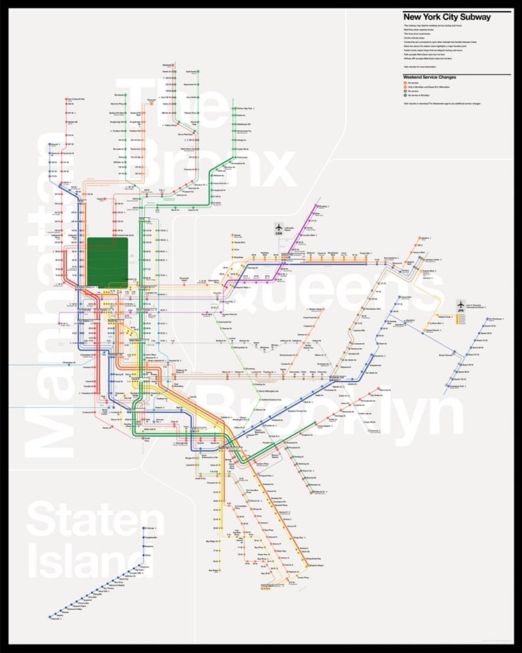 New York City subway map designed by Tommi Moilanen