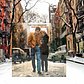 FREEWHEELIN' - BOB DYLAN (1963, Columbia). . .Location: Outside 5 Jones Street near the intersection of West 4th Street, Greenwich Village, New York. . .Photo by Don Hunstein. . .After 2 hours of an indoor photoshoot at Dylan's apartment around the corner at 161 West 4th Street, Hunstein suggested they take some shots outside before the sun went down.. . .Dylan wore a thin suede jacket and his girlfriend Suze Rotolo wore a green Loden coat she had bought in Italy. . .Hunstein  told then to "Walk away from me, then turn around and walk toward the camera," which they did several times. From his one roll of film of them walking through the slushy street, Columbia chose the now iconic cover.