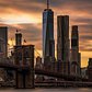 Sunset over Brooklyn Bridge and Lower Manhattan