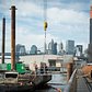 Mayor Bill de Blasio and community leaders celebrate the start of construction on the Lower East Side’s new NYC Ferry landing