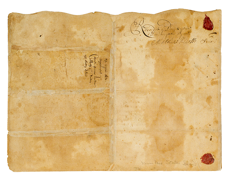 Deed for the purchase of Staten Island from the Munsees on behalf of the Duke of York. Manuscript signed by Gov. Francis Lovelace, on April 13, 1670.