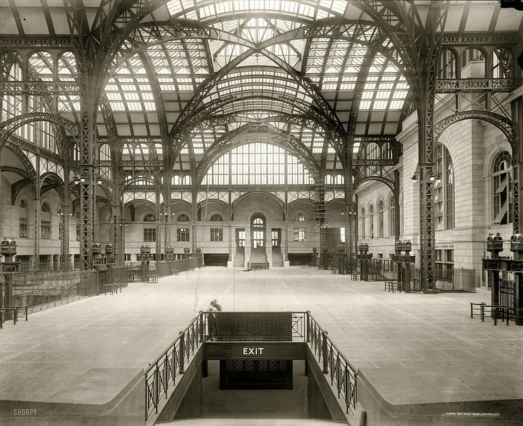 Interior of the original Pennsylvania Station's Main Concourse, ca. 1910