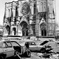Abandoned cars littered Amsterdam Avenue and 112th Street, across the street from the Cathedral of St. John the Divine. April 10, 1985.