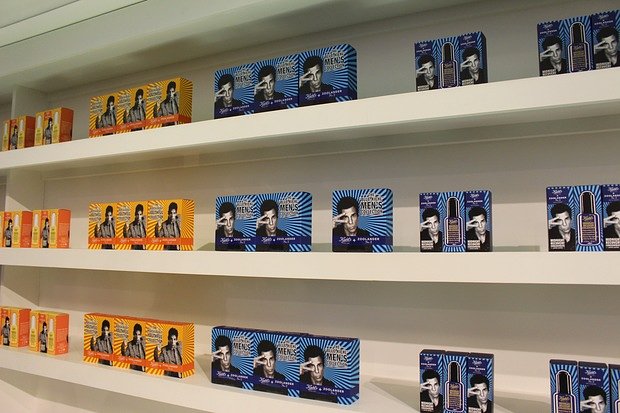 The center's shelves were stocked with products like the "Blue Kiehl" Men's Collection.