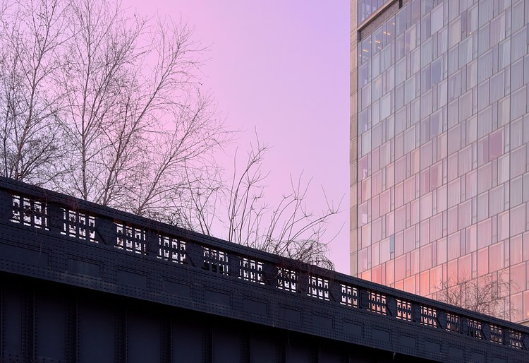 Sunset At the High Line | The sky turned a lovely color tonight as the sun set. It wasn't particularly dramatic, but everything was bathed in this soft, mauve glow.