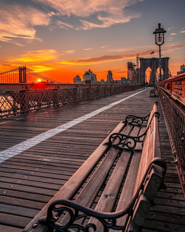 Sunrise Over Brooklyn Bridge, New York, New York
