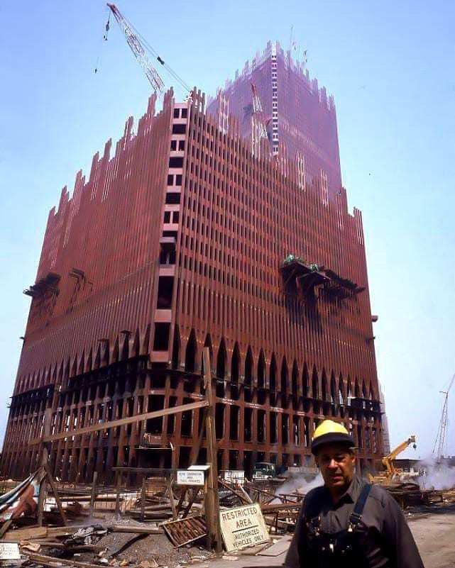 Construction of the Twin Towers at the World Trade Center site, 1970.