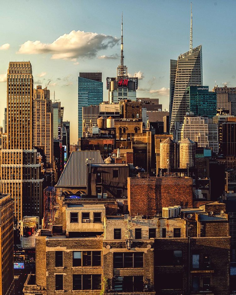 "Looking out at the H&M and Bank of America Towers."