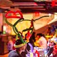 Many of the diners opt for balloon hats.