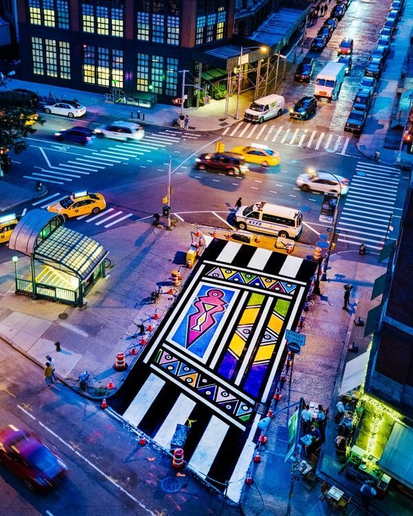 Real street art: Painted pavement beautifies Tribeca street