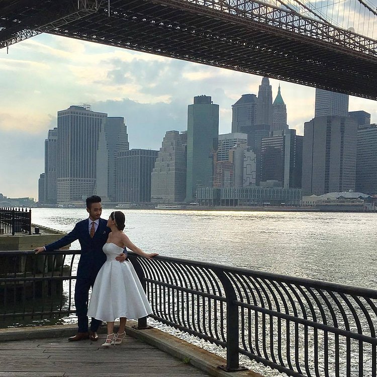 Tea length bride riverside #dumbobrides