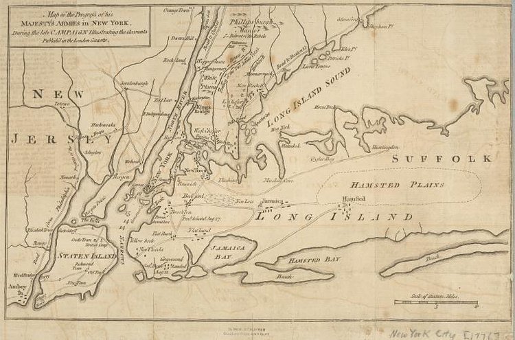 Map of the progress of His Majesty's armies in New York during the late campaign: illustrating the accounts publish'd in the London Gazette (1776)