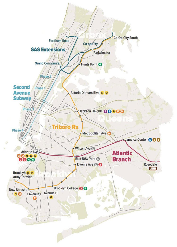 Regional Plan Association's Proposed Triboro Rx Subway Line