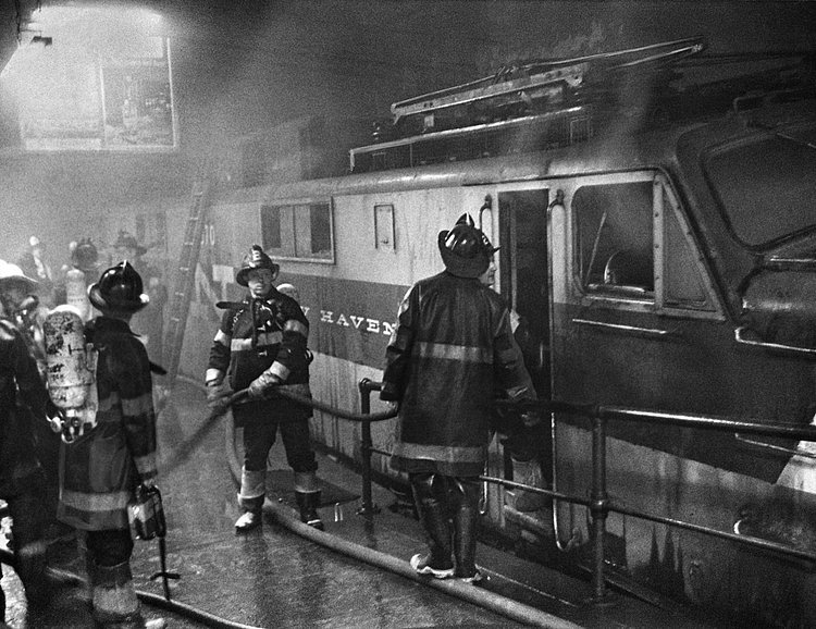 March 28, 1967: Firemen at the scene a fire on a track at Grand Central Terminal, where a fire on a train of the New Haven line sent smoke billowing through the station and into the Pan Am building and prompting evacuations. “The smoke was pouring out, and people kept demanding to know when their rains were leaving,” one witness reported to The Times.