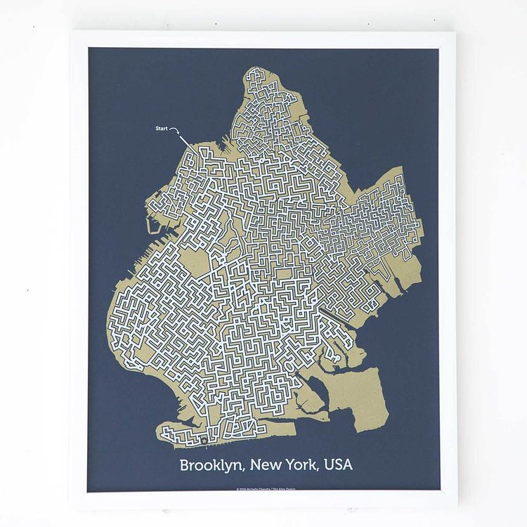 Blue Brooklyn City Map Poster
