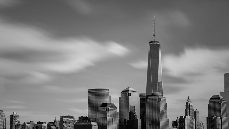 Lower Manhattan throgh Welder's Glass | A 90 second exposure taken in the middle of the day through a piece of welder's glass.