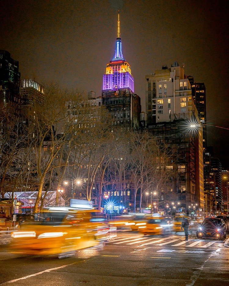 Empire State Building lit for Kobe Bryant, Midtown, Manhattan