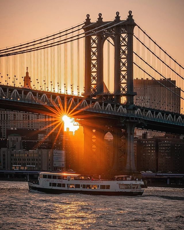 Sunset Behind Manhattan Bridge, New York