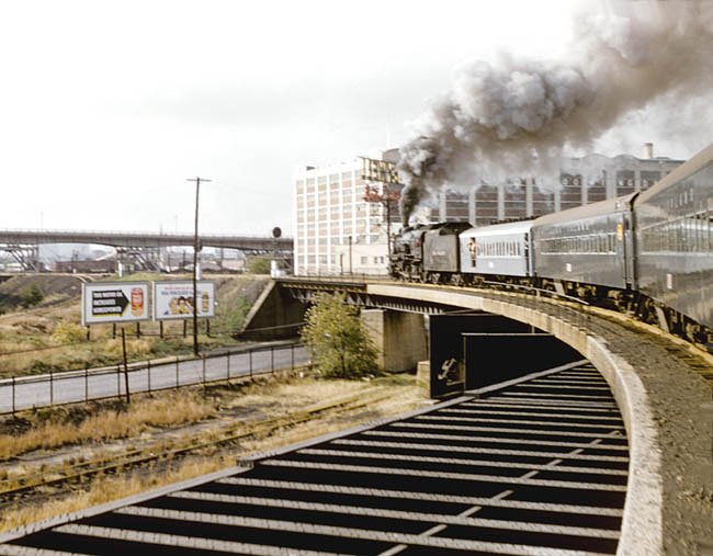 Final stream passenger train on Long Island – Photo by Art Huneke – view is looking southeast, Skillman avenue is in the foreground.