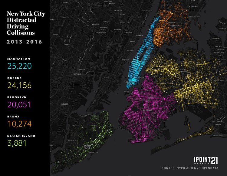 New York City Distracted Driving Collision 2013-2016