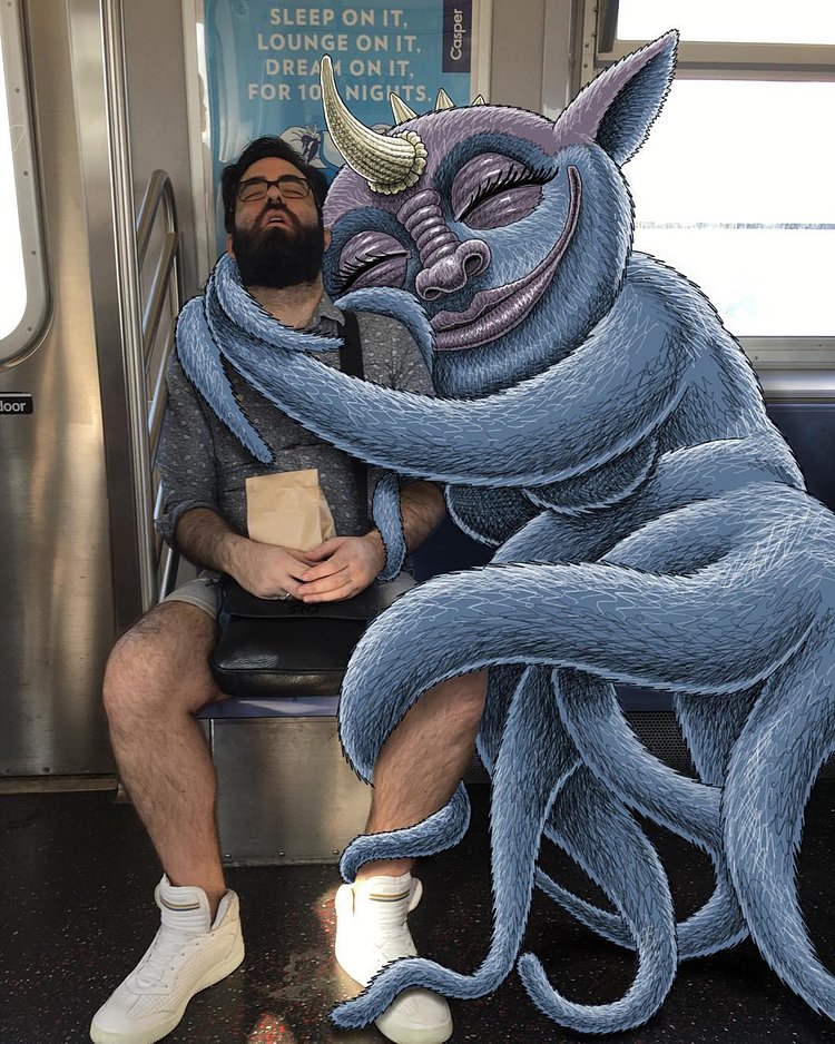#subwaydoodle #subway #doodle #swd #nyc #ftrain #nap #cuddle #tentacles #ironicsubwayad #caspermattress #sleeponit #loungeonit #dreamonit