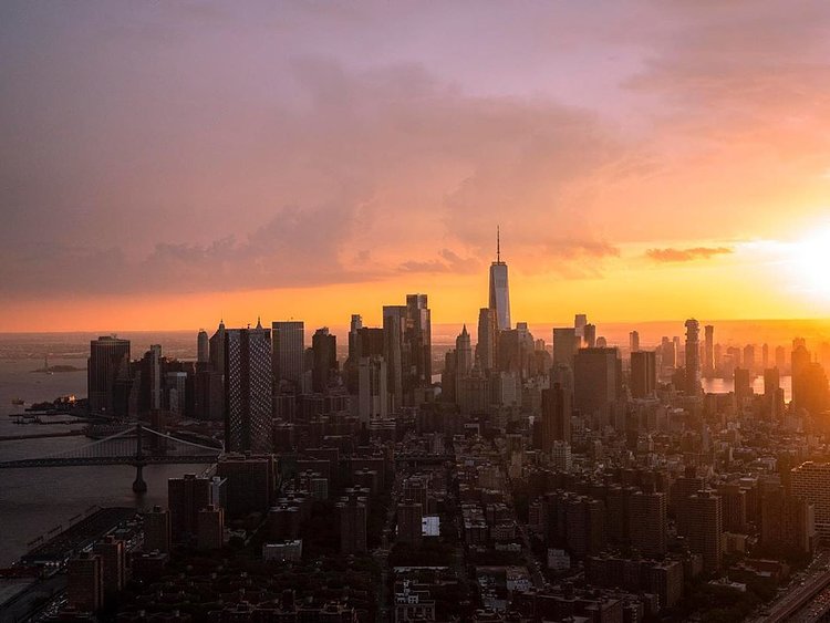 Sunset Over Lower Manhattan Skyline