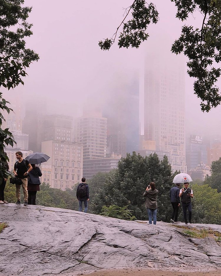 Misty cloudy morning in Central Park