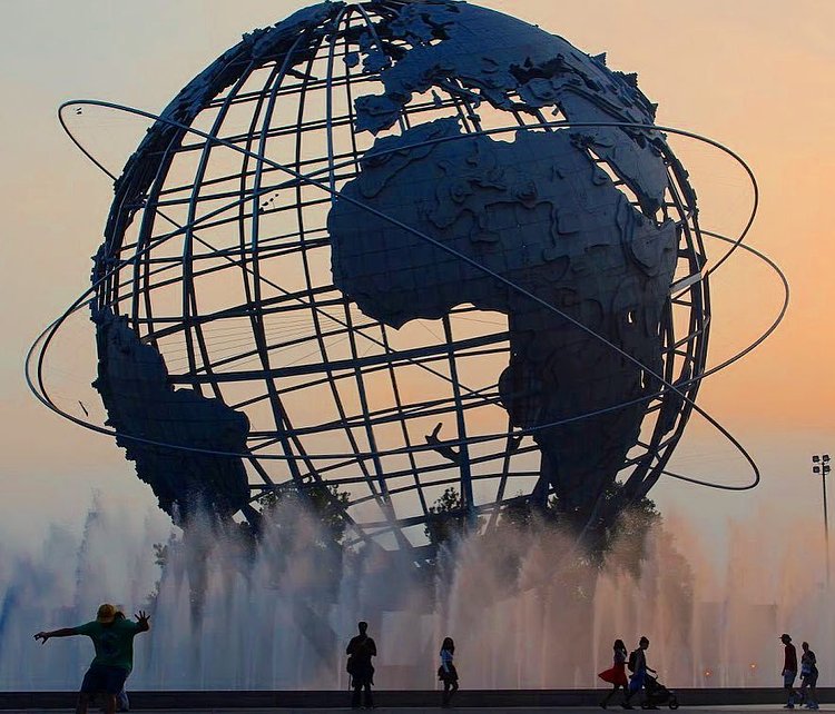 The uni globe, located in Flushing Meadows Park, in Queens was constructed in anticipation of the 1964 World Fair.
