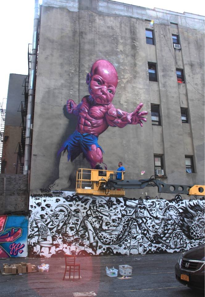 Ron English "Temper Tot", a new piece in Manhattan, New York City