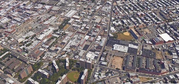 East Williamsburg, Brooklyn. 10 years ago this would have been called Bushwick, however rapid gentrification has changed the neighborhood. While the neighborhood is still gritty and drug addled, rents here can easily go past 3,000 dollars! Often considered the home of north Brooklyn nightlife, its hard to walk these streets without finding something interesting happening.