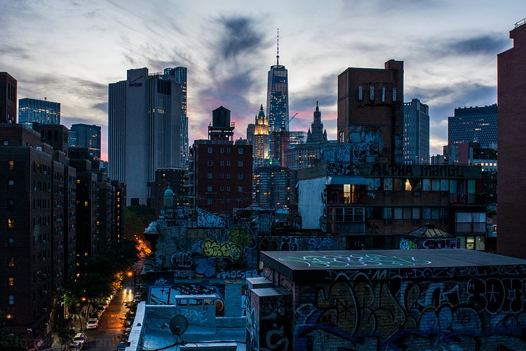 New York City   |   From Despair, Hope | The new One World Trade Center tower rises above the low-income, high density housing of Lower Manhattan's Two Bridges neigbourhood.  This shot is taken looking in a south-westerly direction from the Manhattan Bridge walkway.  Explore #410, 28/09/14.