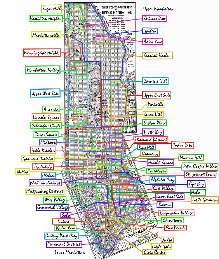 Neighborhoods in Manhattan, NYC