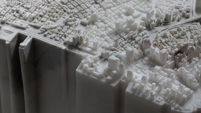 'Little Manhattan' replicates the island-city in 2.5 tons of marble.